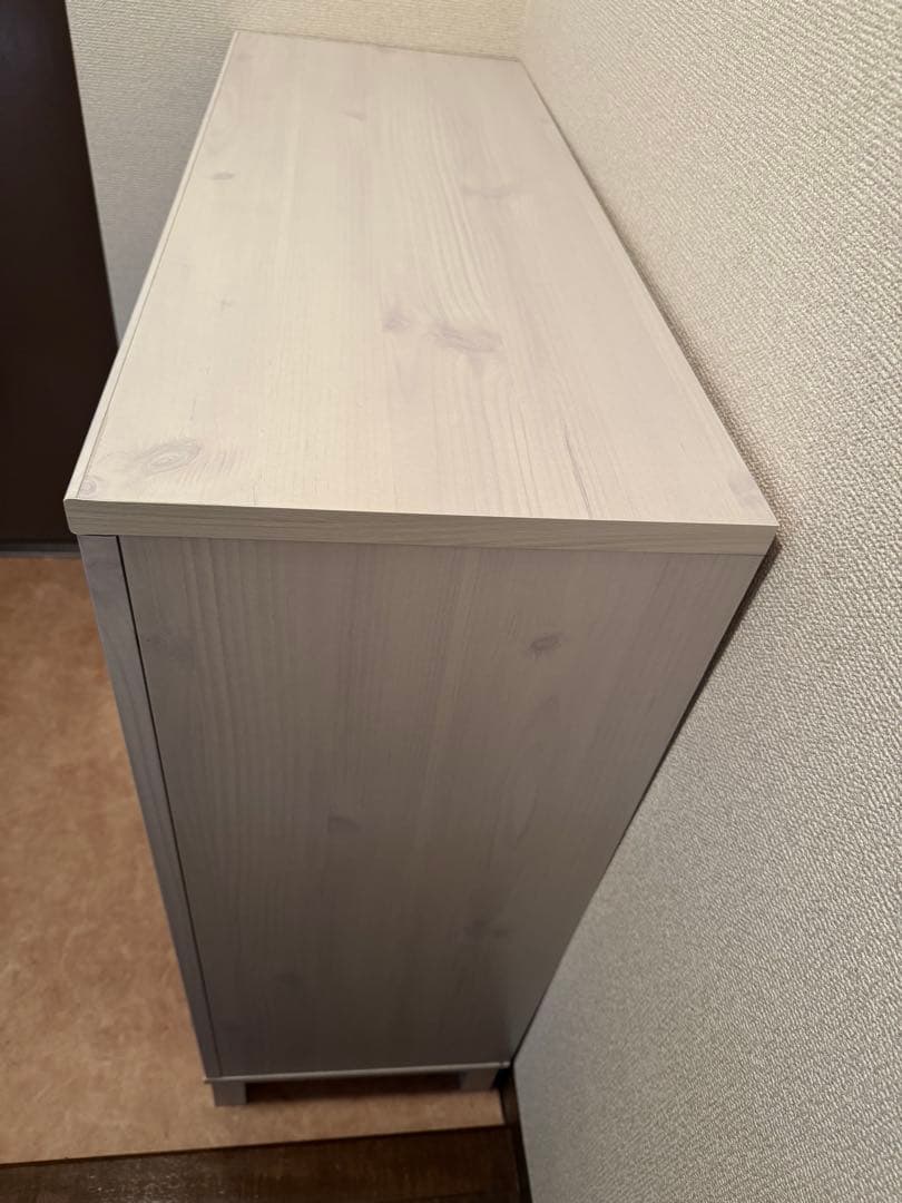 ニトリ　木製シューズラック ミラー付きライトグレー