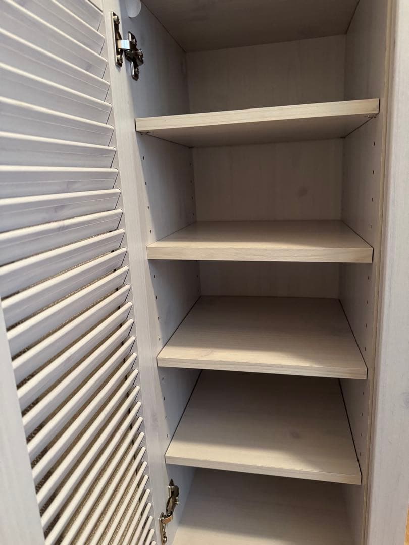 ニトリ　木製シューズラック ミラー付きライトグレー