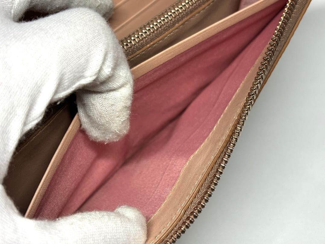 【美品】MCMエムシーエム　ラウンドファスナー　長財布　ピンクゴールド