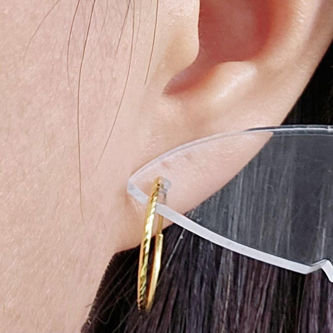 みんな大好き！王道の 18金 K18 YG デザインカット フープ ピアス