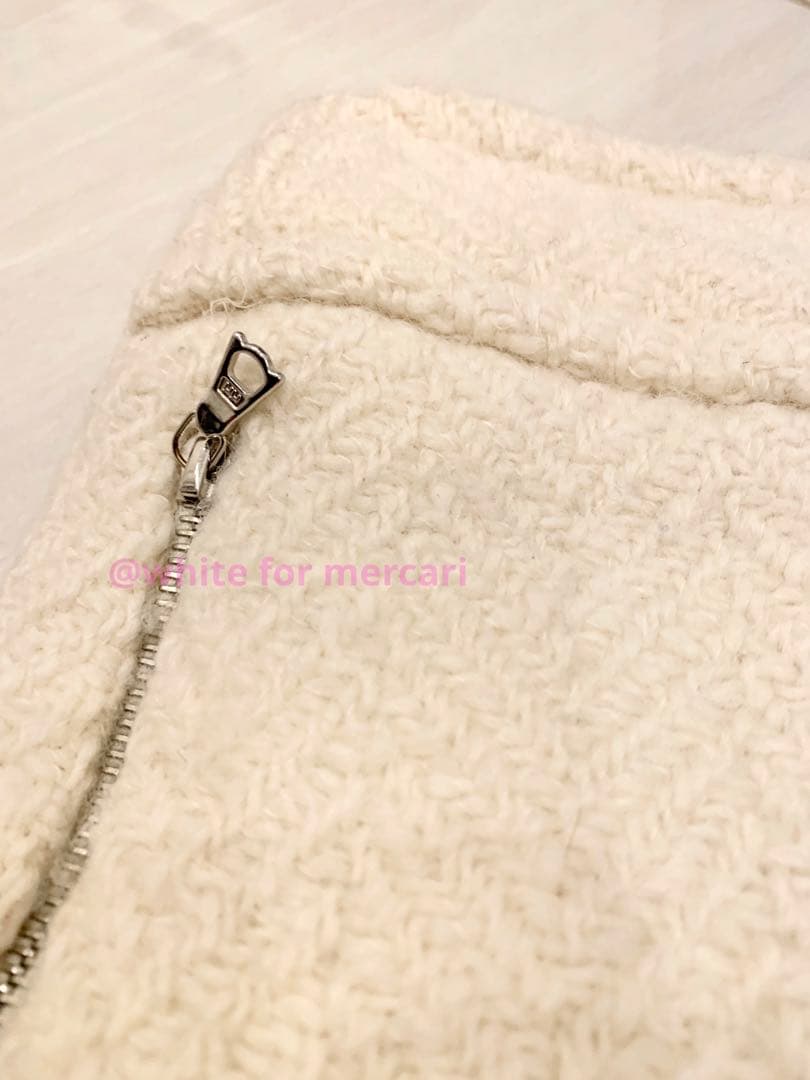 drawer 日本製 ふんわり白ウール編み地が可愛いミニスカート バニラホワイト