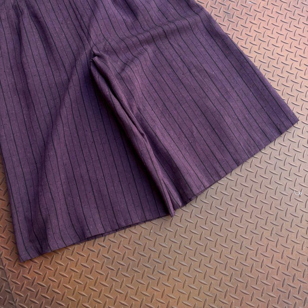 80-90s クロップドパンツ ポリレーヨン ネップ ストライプ ワイド