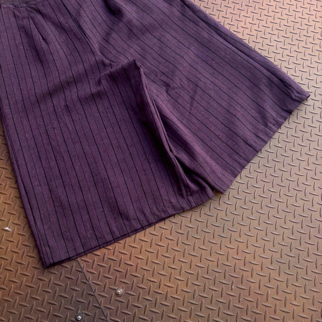 80-90s クロップドパンツ ポリレーヨン ネップ ストライプ ワイド