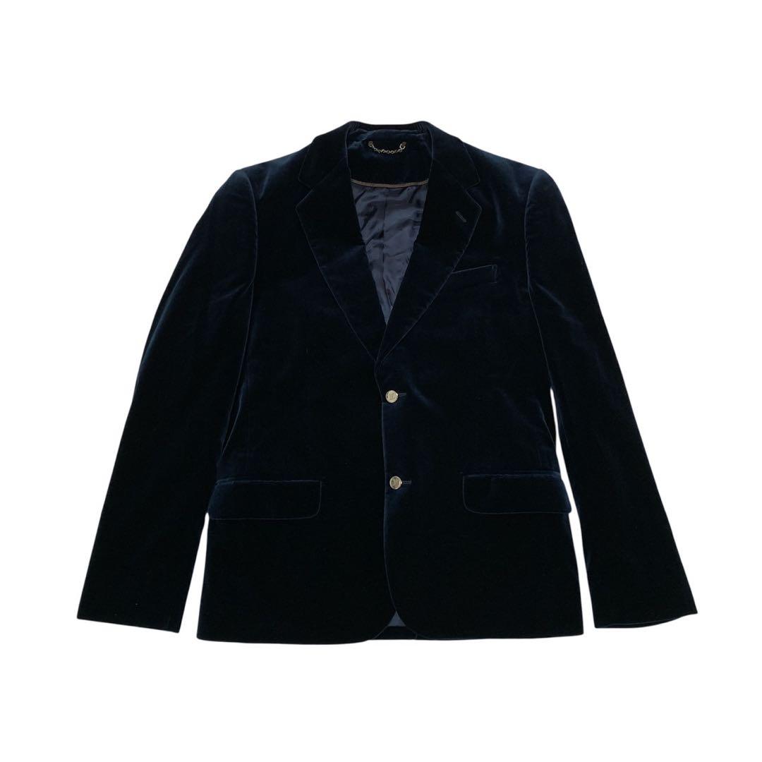 【新品】ルイヴィトン テーラードジャケット ベルベット ネイビー 50 M〜L