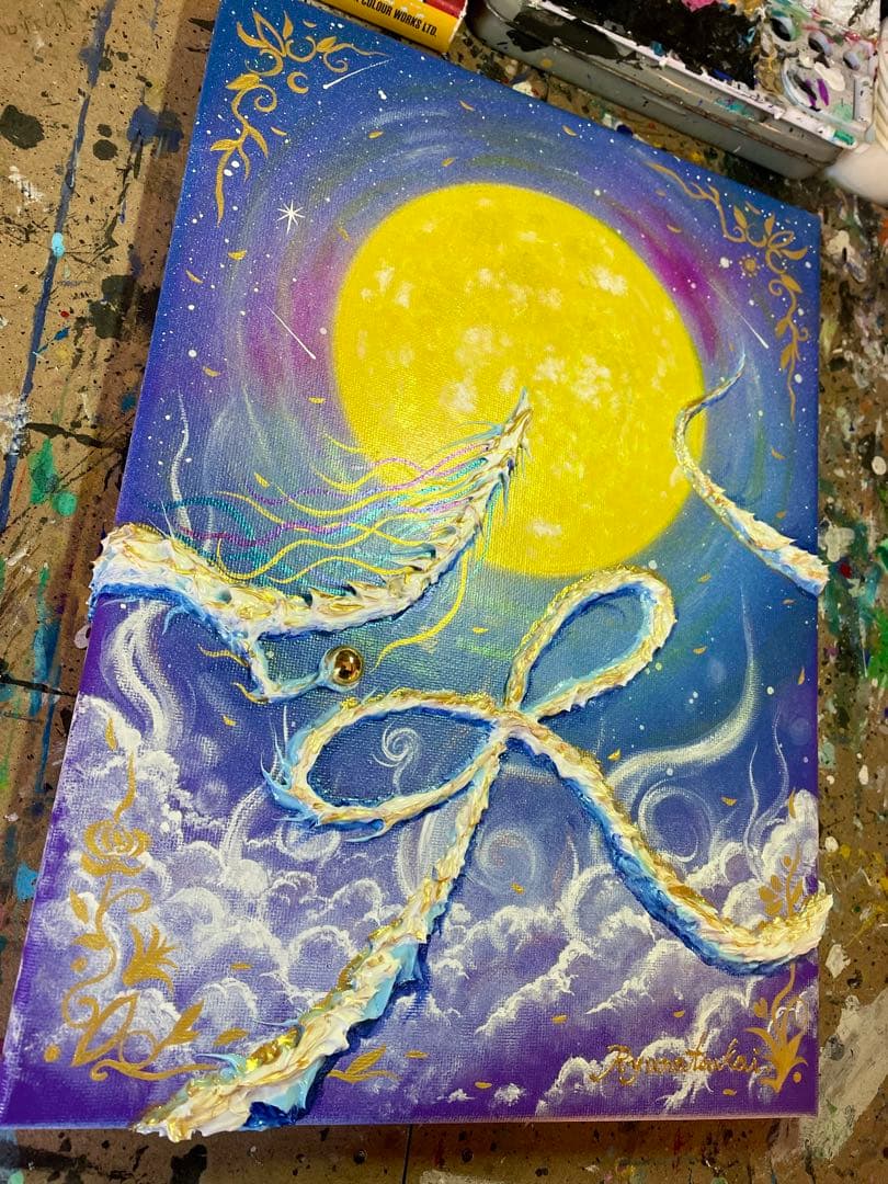 hiro☆ 大サイズ F4 インフィニティ白龍 龍神 開運絵画 龍ノツカイ