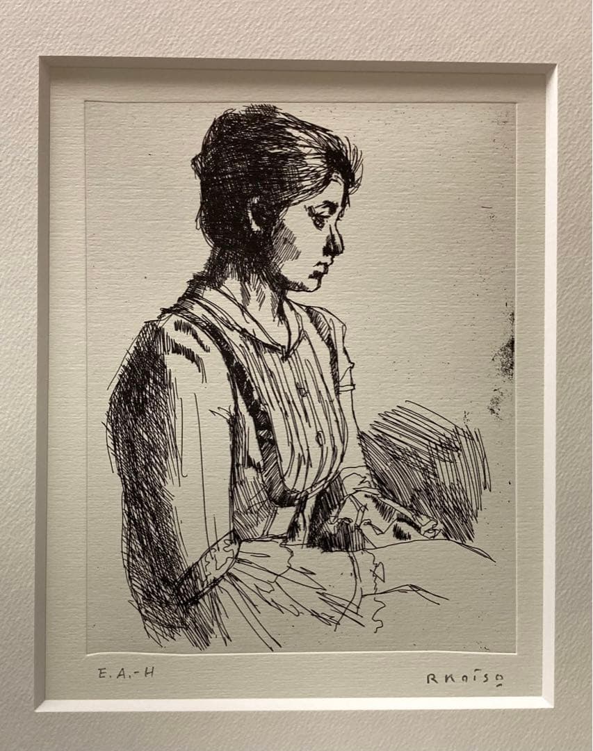 小磯良平『 若い女 』1978制作 /エッチング/ サイン・ed入り/高級額装