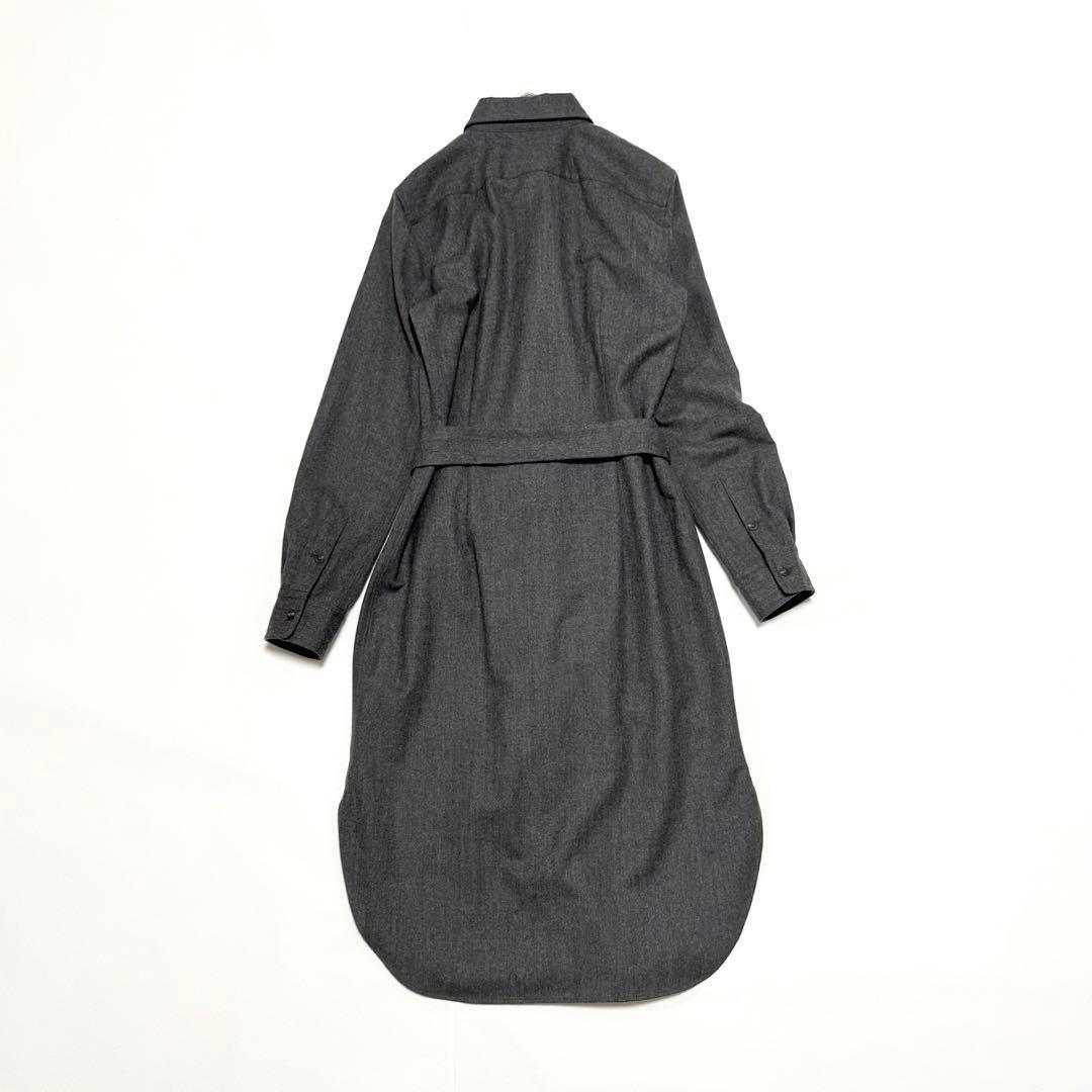 美品　ポロラルフローレン　シャツワンピース　ベルト　ウール100%　グレー　4