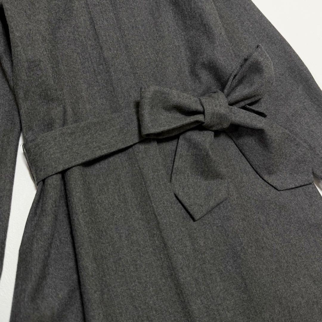 美品　ポロラルフローレン　シャツワンピース　ベルト　ウール100%　グレー　4