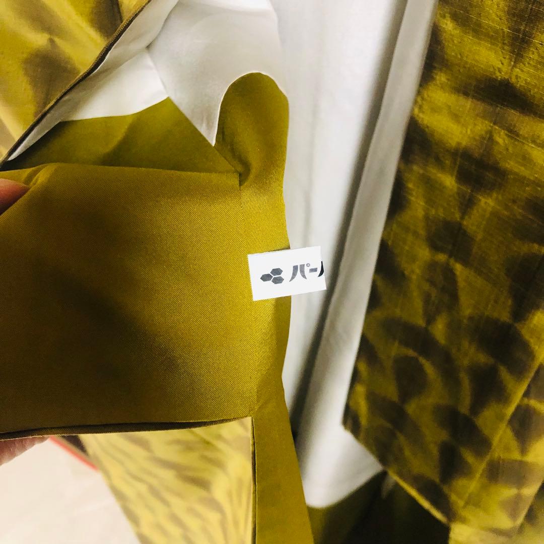 【未使用　トールサイズ】絞　青海紋　作家物　結城紬　袷　裄丈70.5 身丈170