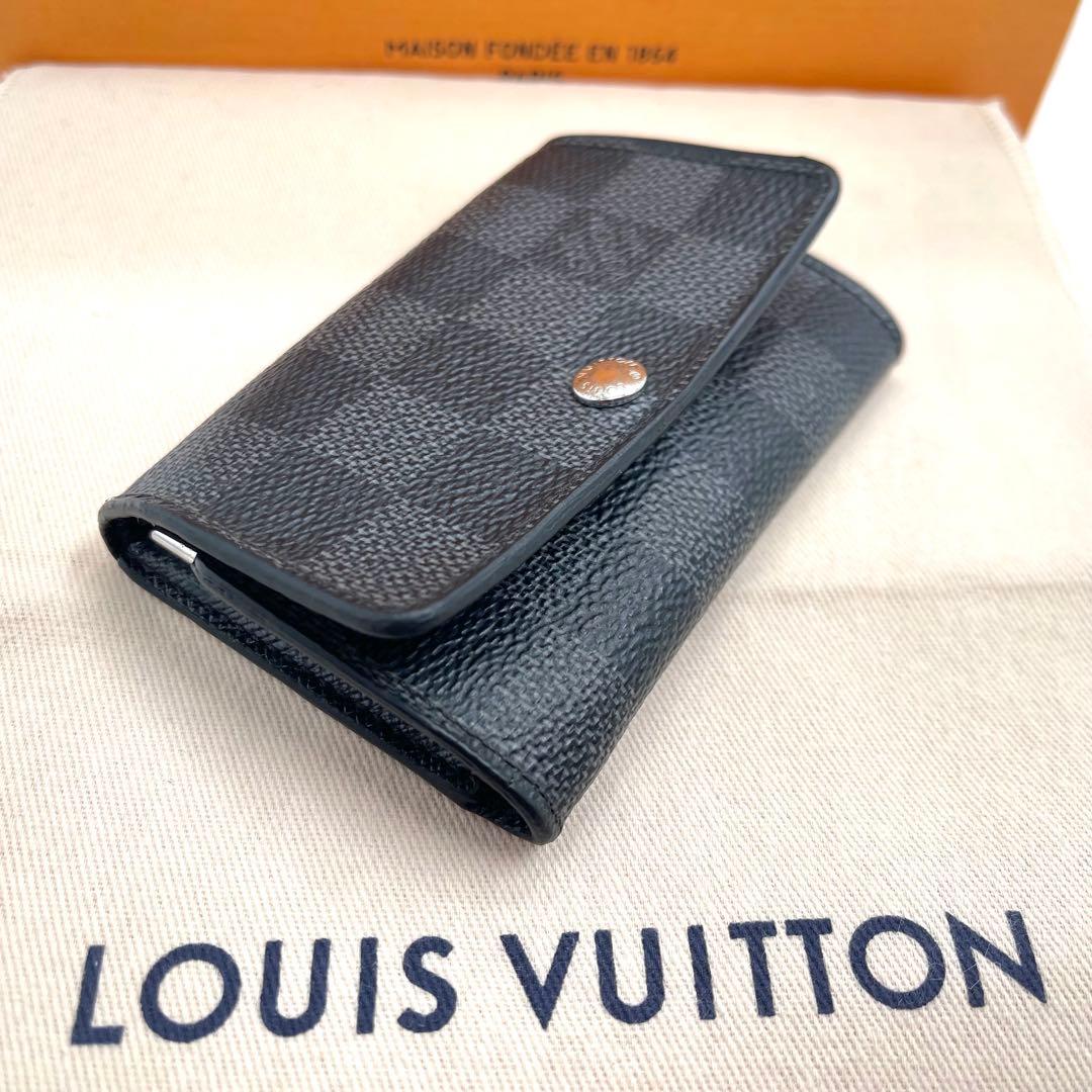 <良品＞ ルイヴィトン ダミエ　グラフィット　キーケース　キーホルダー878