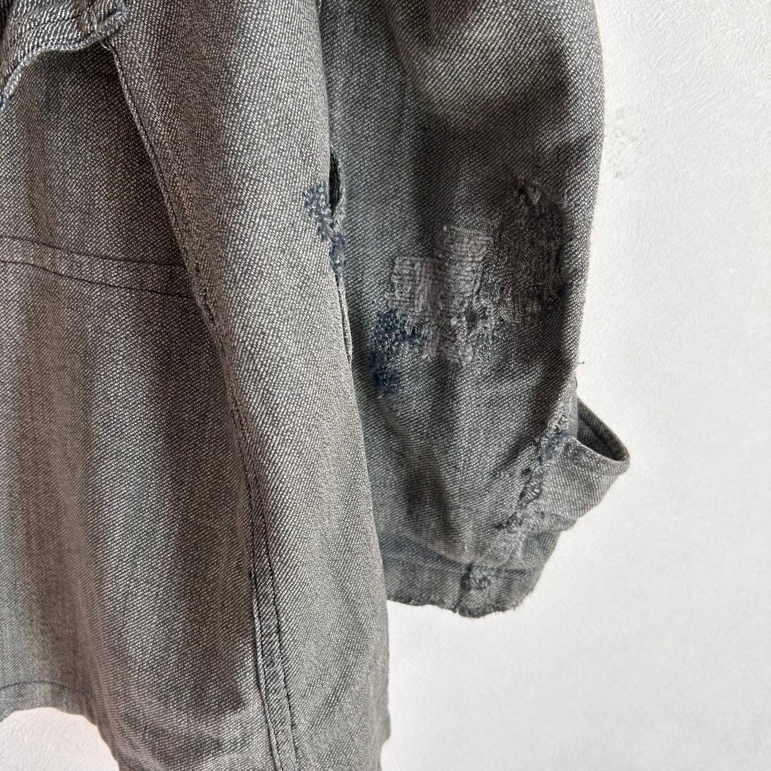 【1940s】アトリエコート ブラックシャンブレー 襤褸 ユーロ フランス