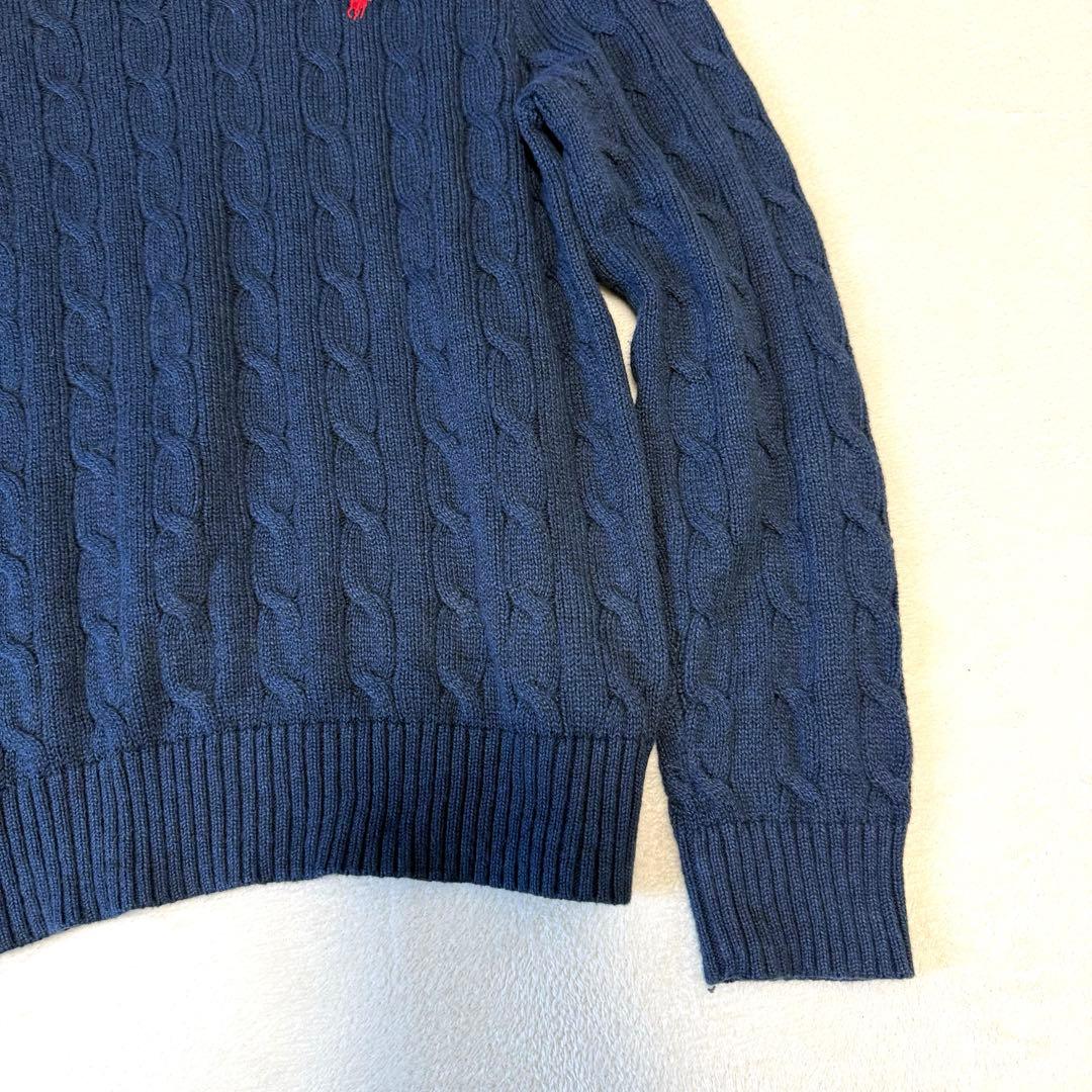美品　ポロラルフローレン　ケーブルニット　ニット　M ネイビー