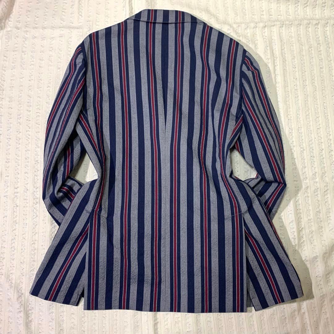 ⭐︎最高級　ラルディーニ　段返り　ジャケット　ブートニエール　シアサッカー　ウール