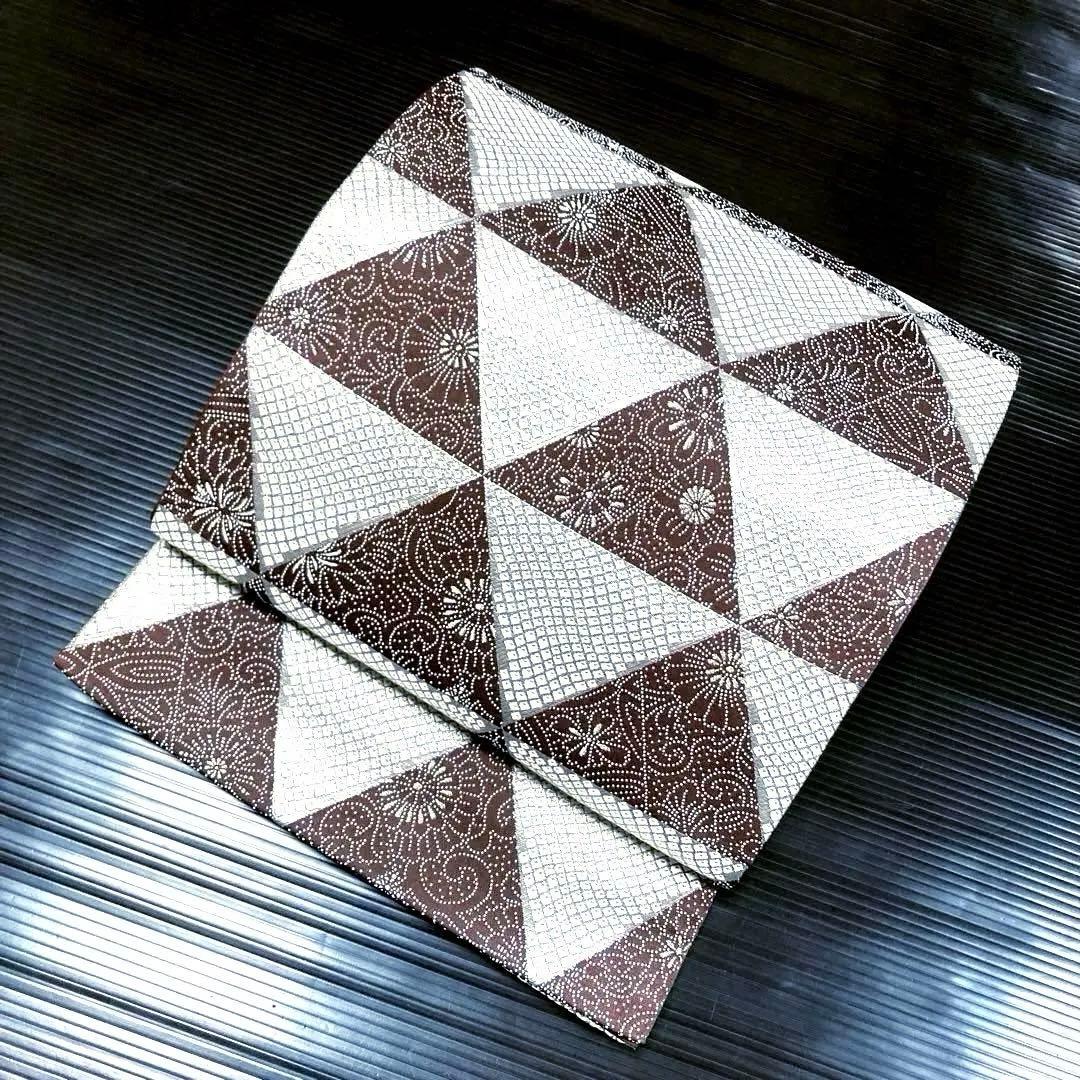 専用ページ　正絹　六通袋帯【鱗文様　花　鹿の子】