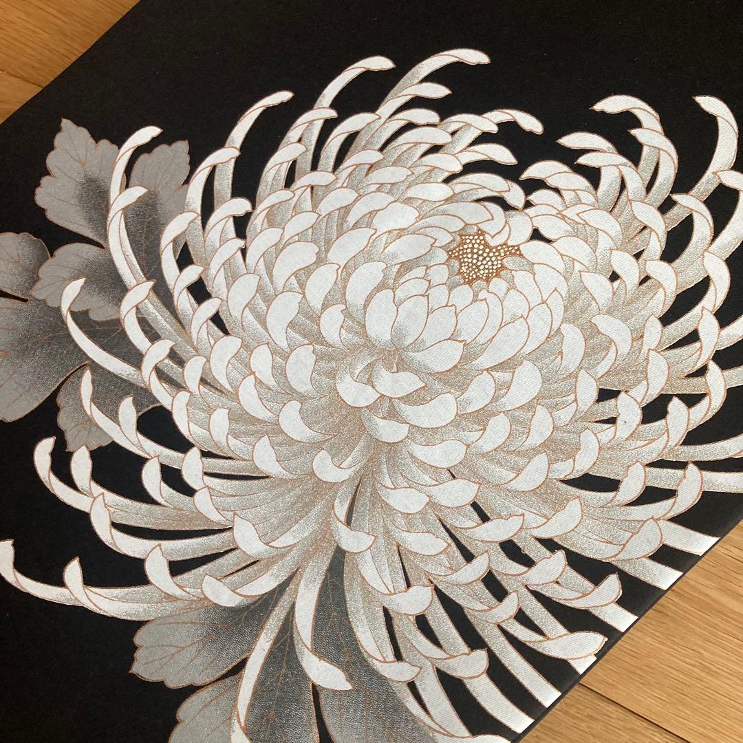 セール❤️新品未使用　正絹　名古屋帯 大輪　菊　ラメ　黒紫地