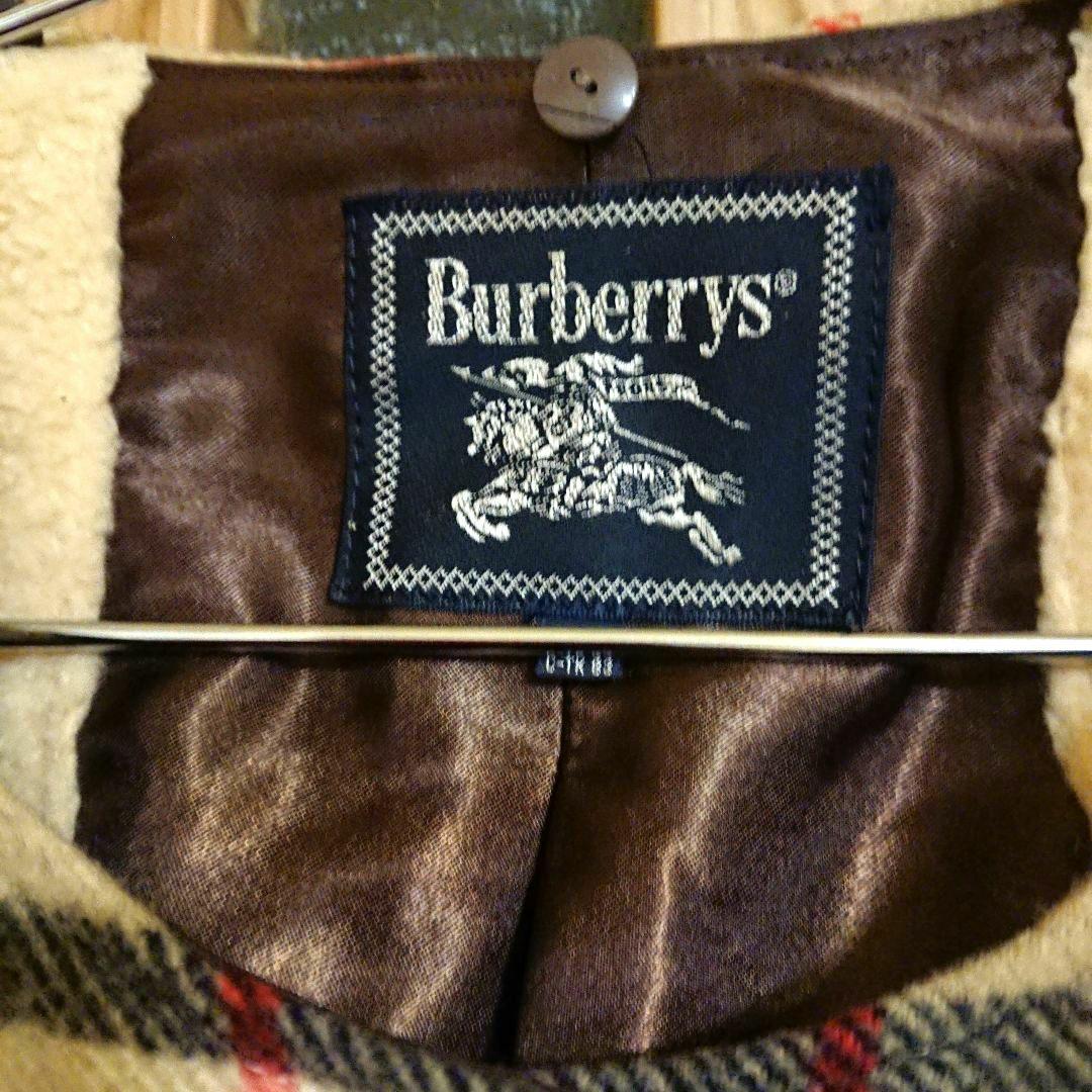 Burberrys ウールポンチョ&取り付け自在毛皮襟付き&ポケット付き