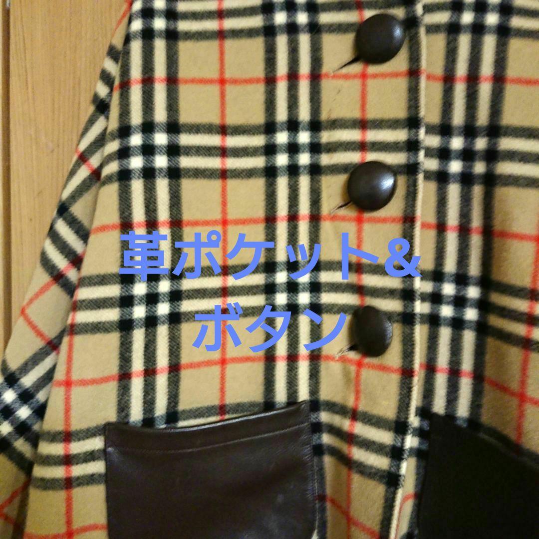 Burberrys ウールポンチョ&取り付け自在毛皮襟付き&ポケット付き