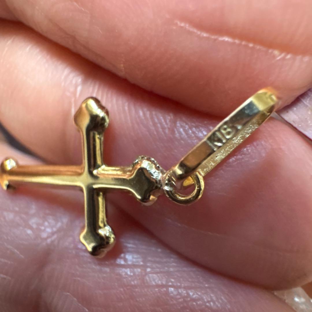 トレカル、2点セット18k金十字架チャーム 18k刻印