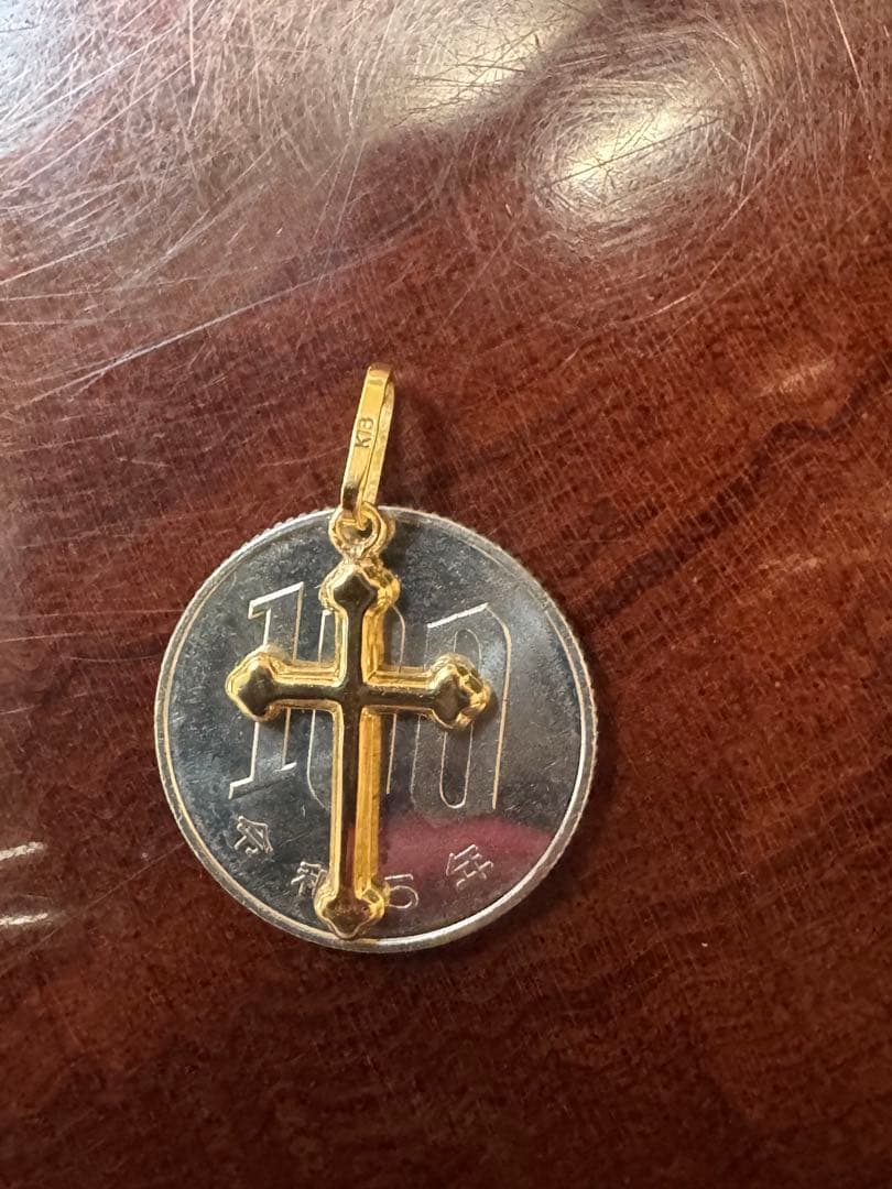 トレカル、2点セット18k金十字架チャーム 18k刻印