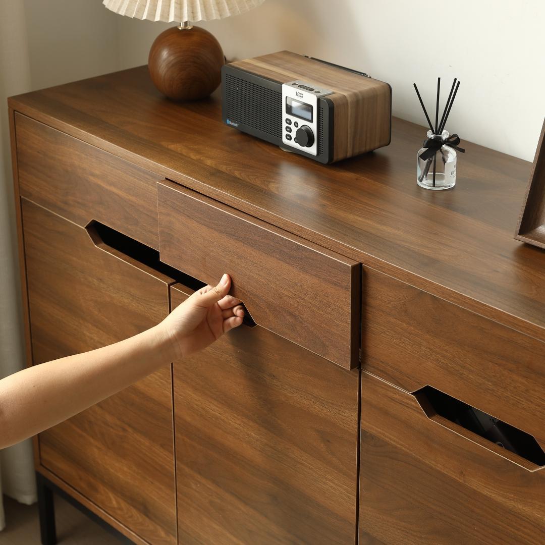 赤字！キャビネット 木製 収納棚サイドボード【幅118cm】BROWN