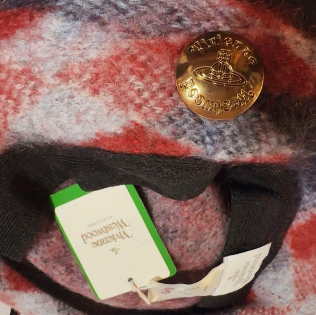 廃盤新品ヴィヴィアンウエストウッド　ポンポン付き　アーガイル柄　モヘアベレー帽