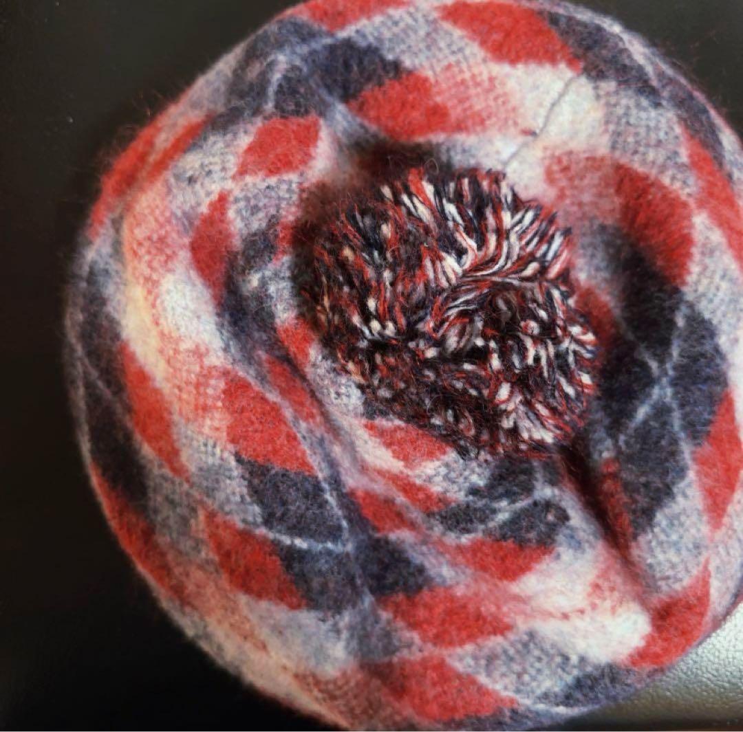 廃盤新品ヴィヴィアンウエストウッド　ポンポン付き　アーガイル柄　モヘアベレー帽