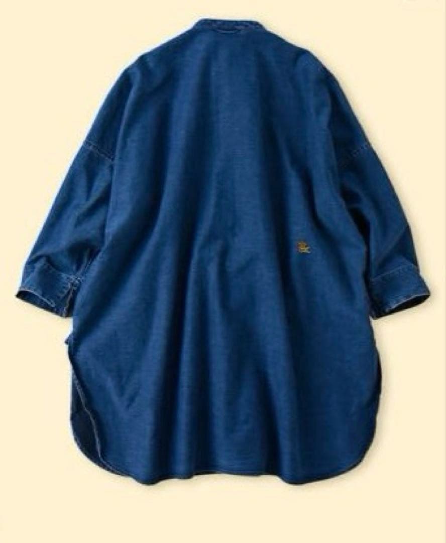 45R上質 インディゴ麦デニムフリルチュニック新品同様　ONEONEシリーズ