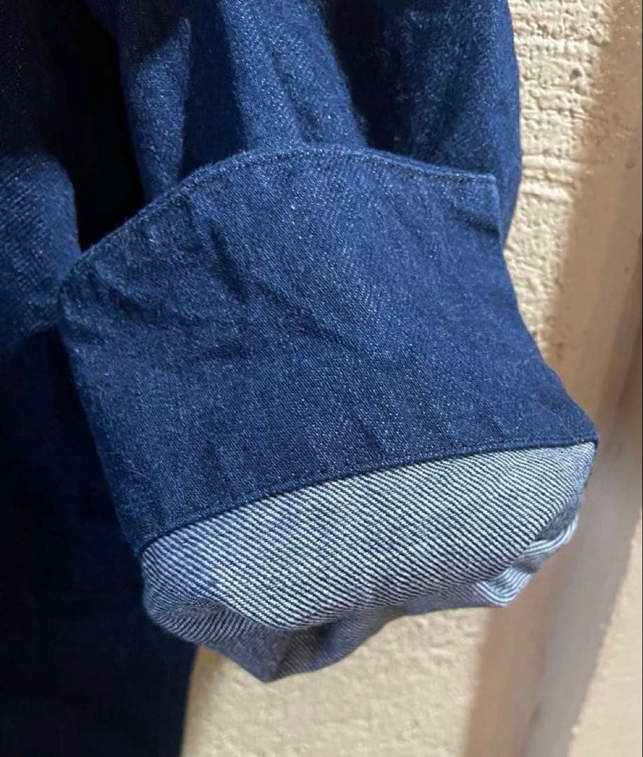 45R上質 インディゴ麦デニムフリルチュニック新品同様　ONEONEシリーズ