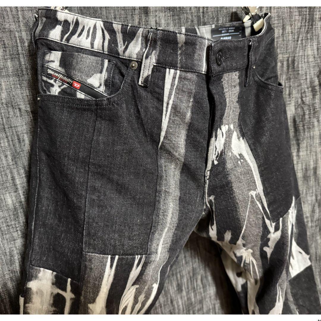 定価74800円 DIESEL 高額モデル　ブロック切り替えブリーチデニム　黒