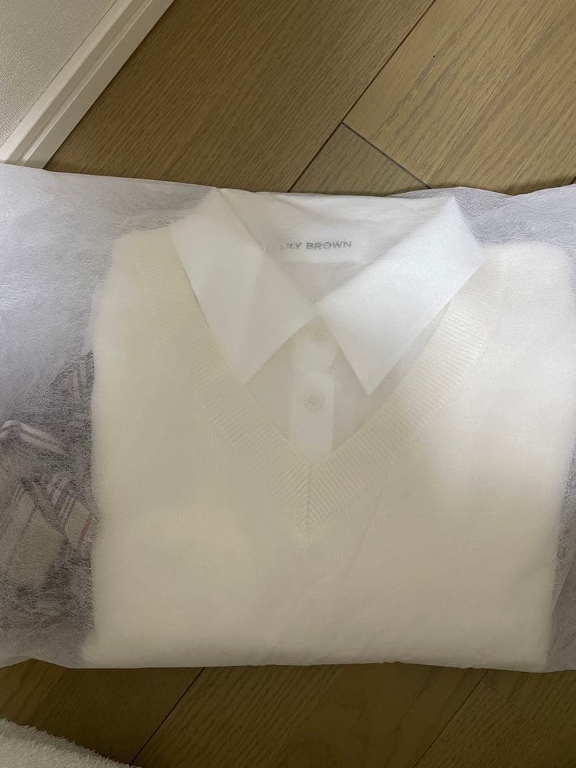 LILY BROWN ニットドッキングバルーンワンピース ivory