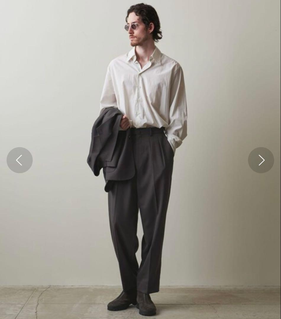 クロスツイル インツープリーツ ドレス トラウザーズ テーパード