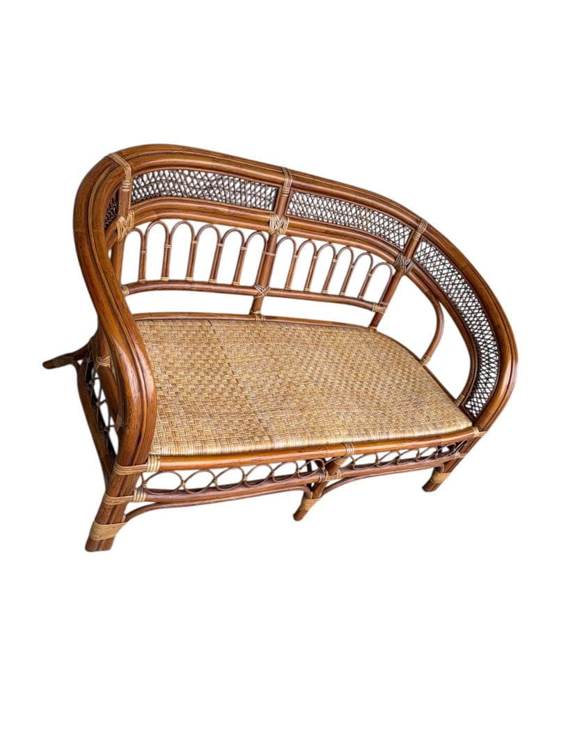 S*Y様 【美品】ラタンソファ 二人掛け チェア 藤製 アンティーク