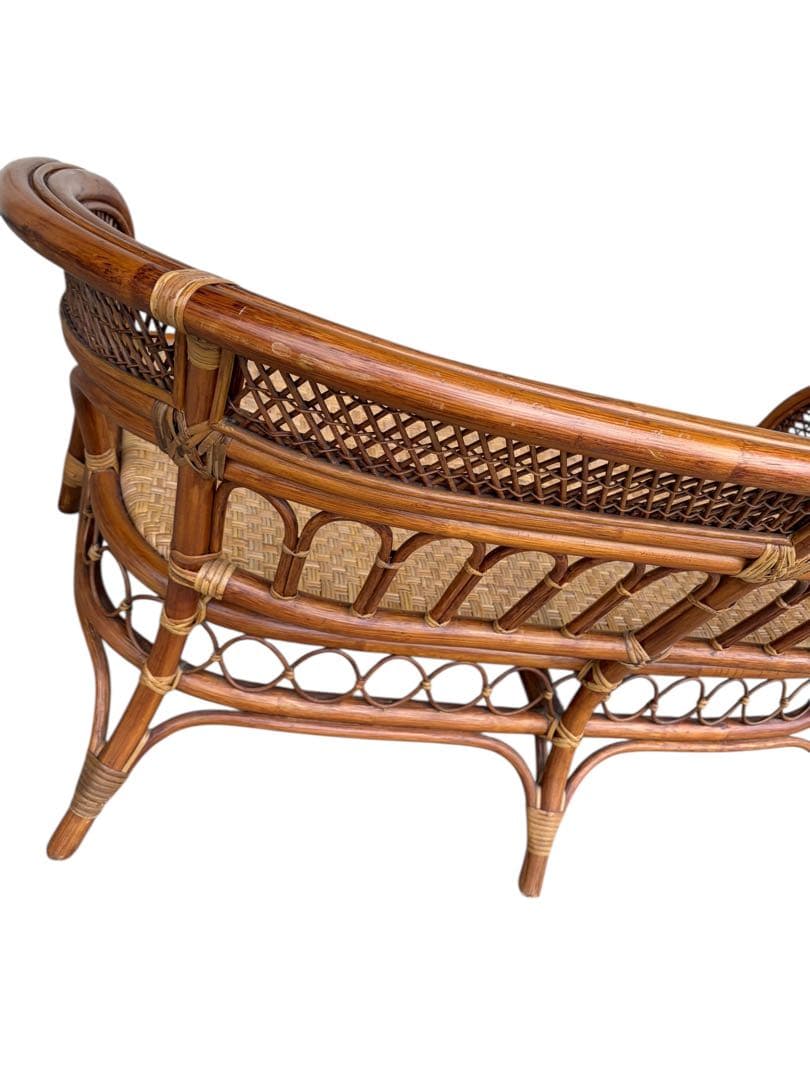 S*Y様 【美品】ラタンソファ 二人掛け チェア 藤製 アンティーク