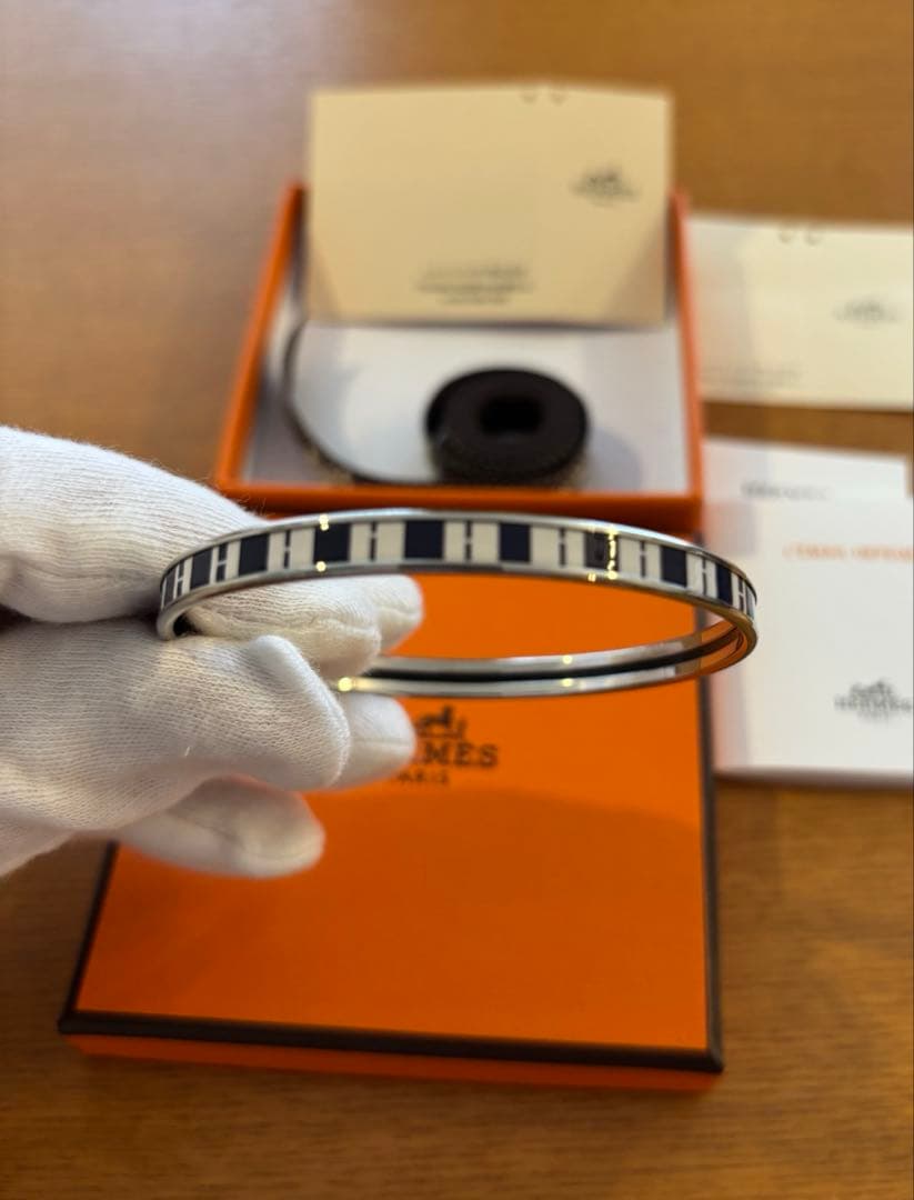 【美品】HERMES エルメス　バングル　エマイユ/OP'H リラ×マリン