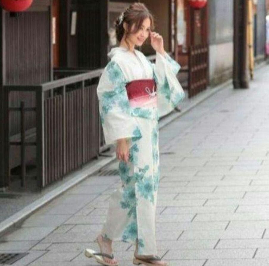 ◆最高級【綿絽浴衣】青菊花の白生成地古典涼しゆかた◆着物としても着用可◆