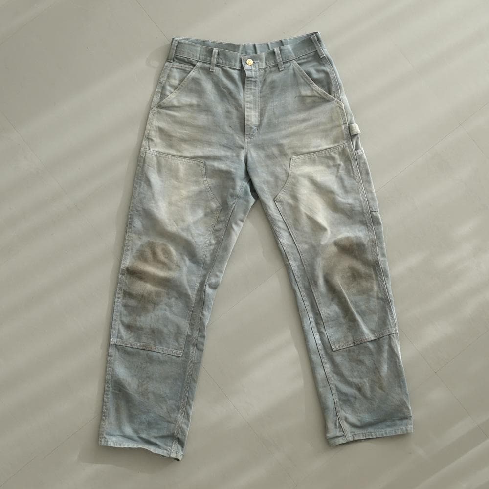 は*ふ様 USA製 carhartt ダブルニー ペインターパンツ ブルーグレー