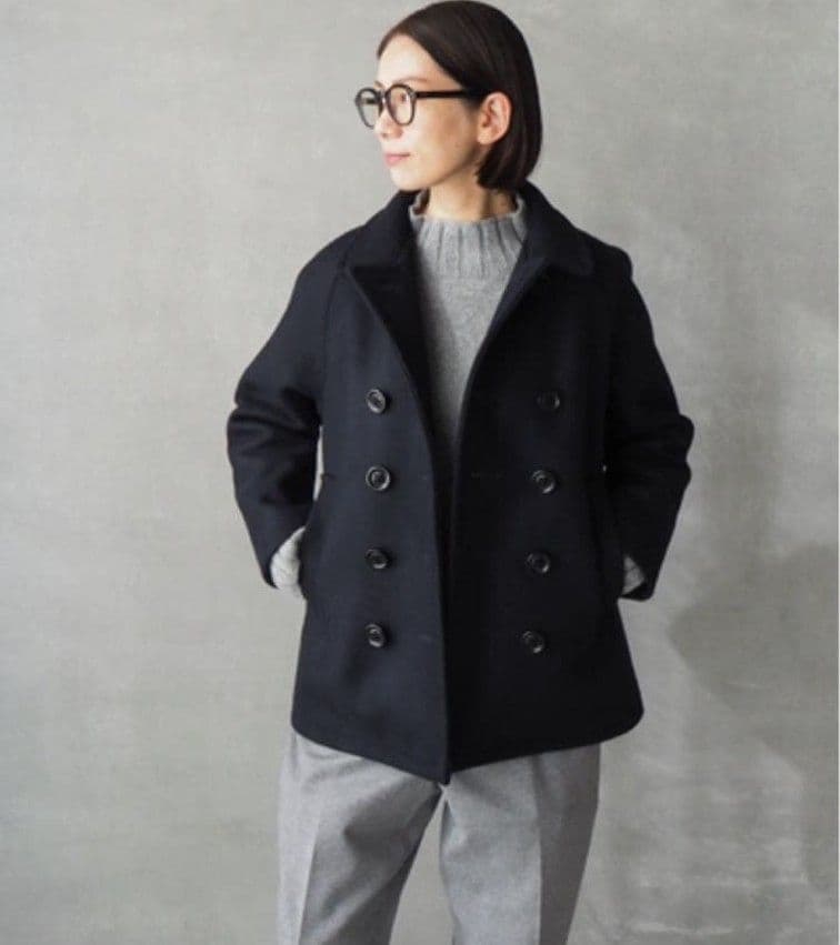 【nisica】WOOLメルトン Pコート ユニセックスMサイズ