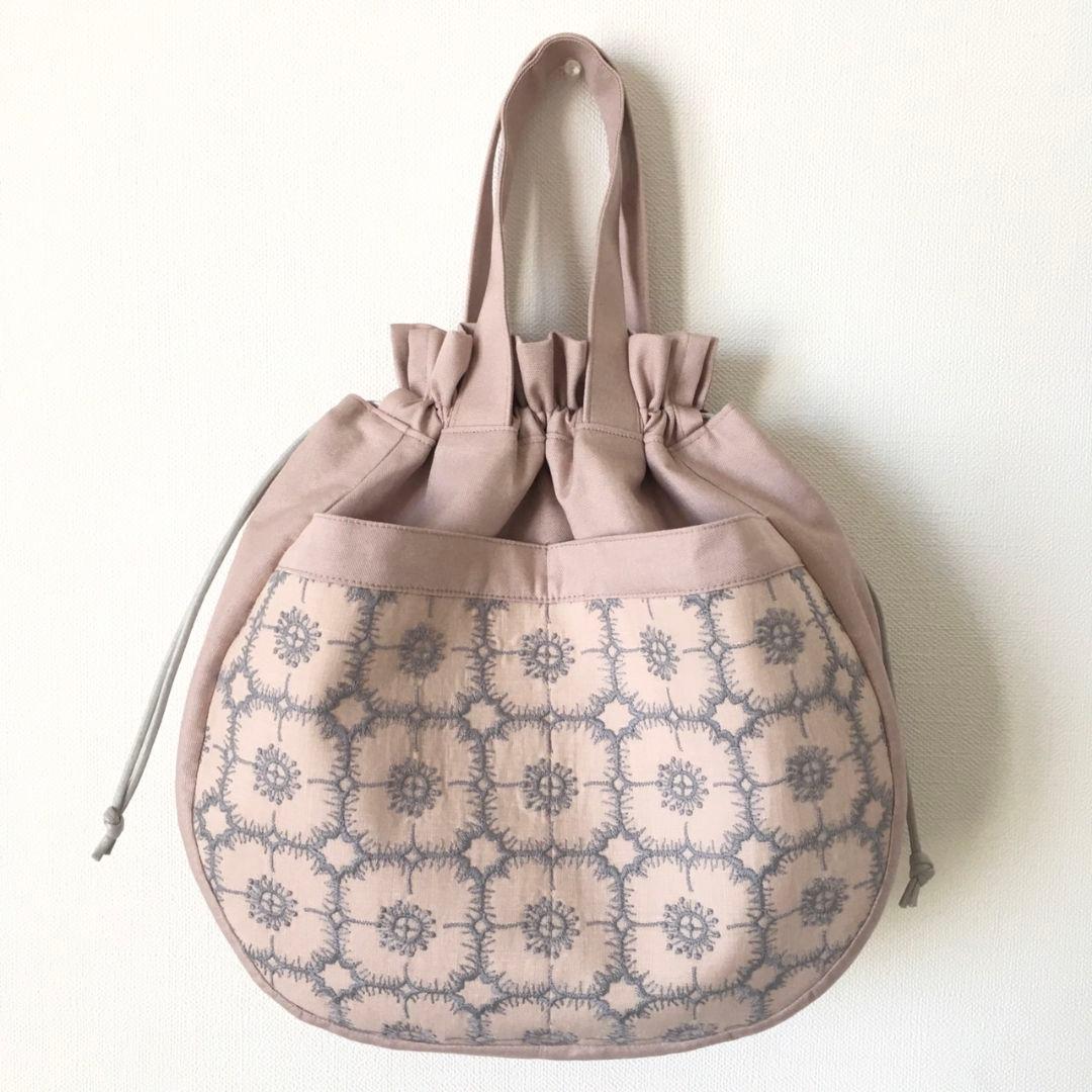 ハンドメイド ミナペルホネン しずくバッグ 巾着バッグ anemone