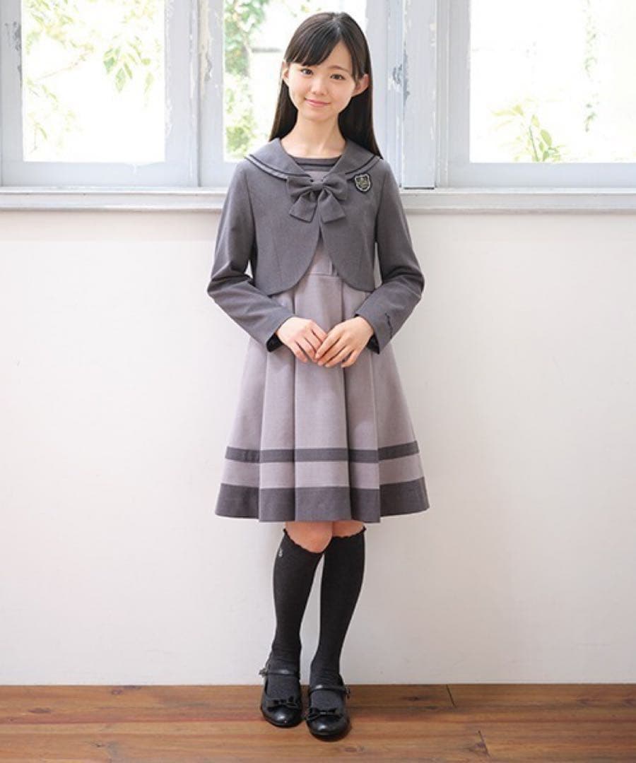 メゾピアノ　セーラージャケット＆ワンピースセット　 グレー