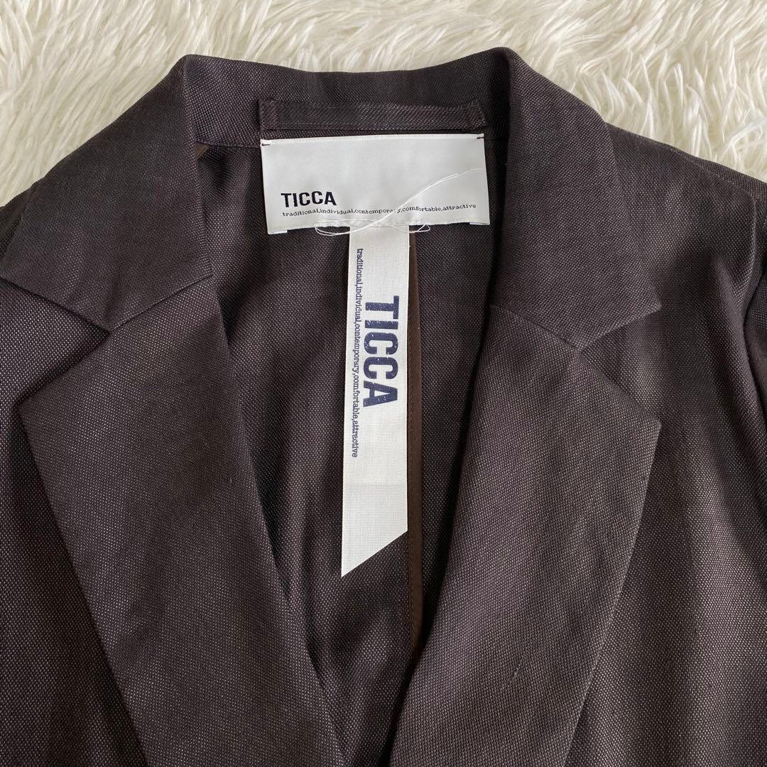 【未使用品】ティッカ　23ss リネンパナマダブルジャケット ブラウン 2
