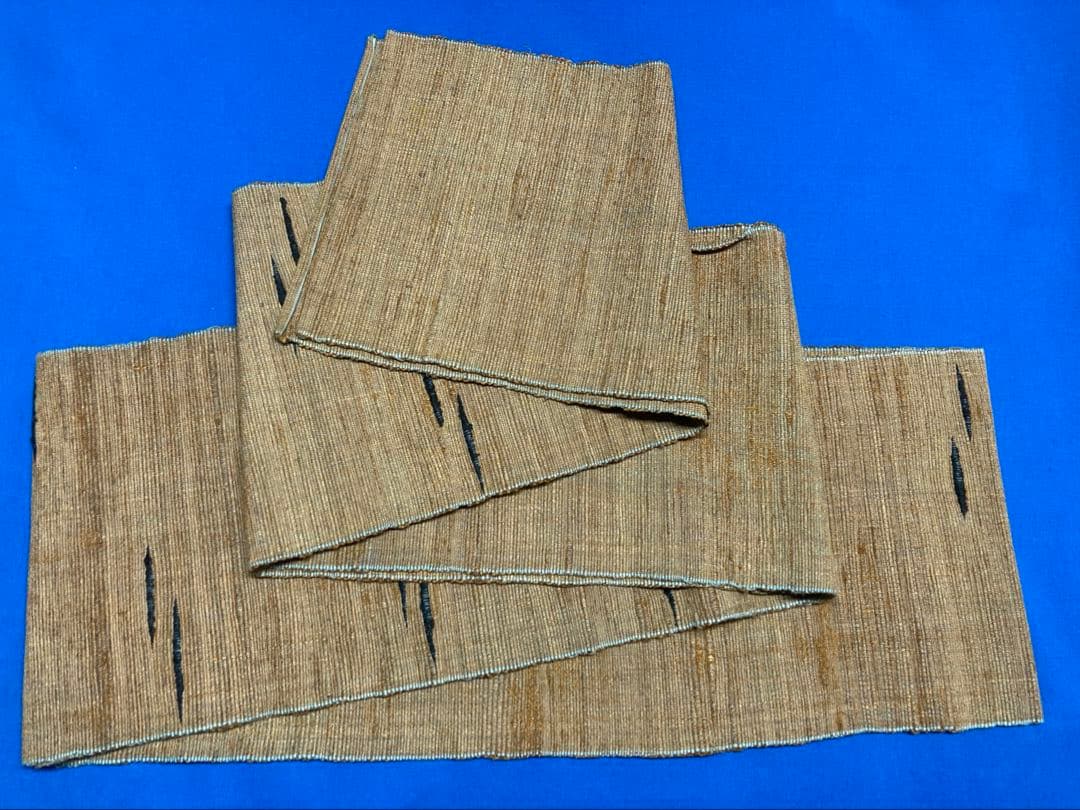 Os533 裂織 半幅帯 茶色