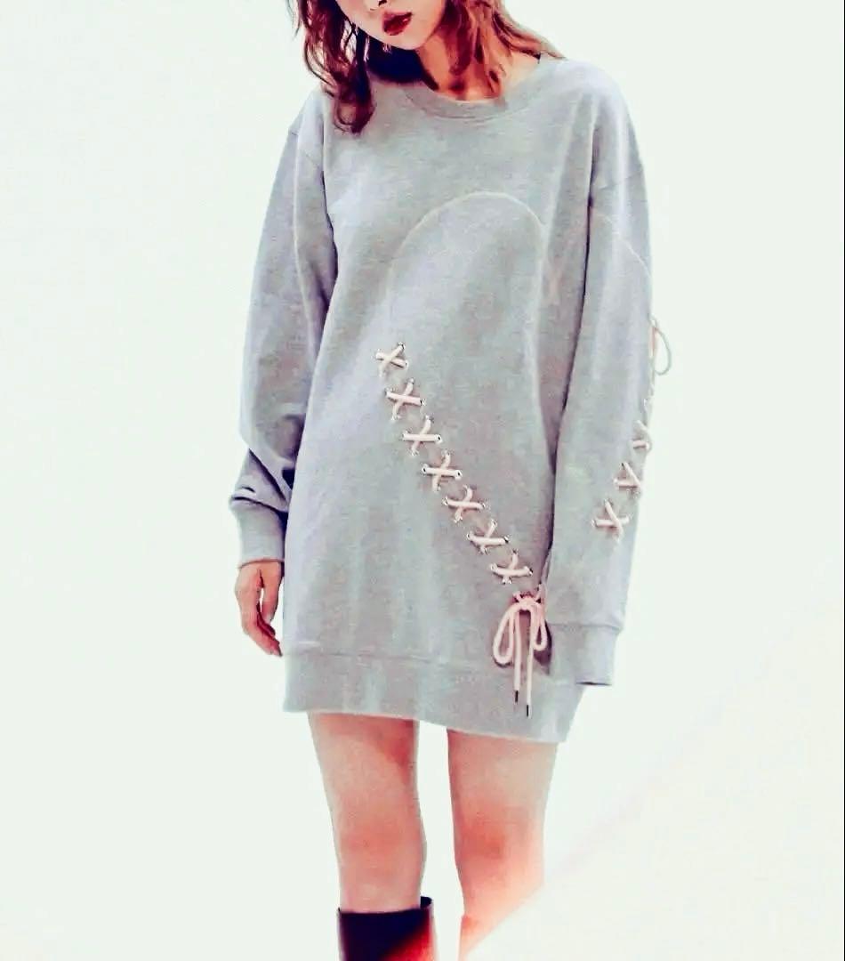 FUR FUR ハートレースアップスウェットワンピース