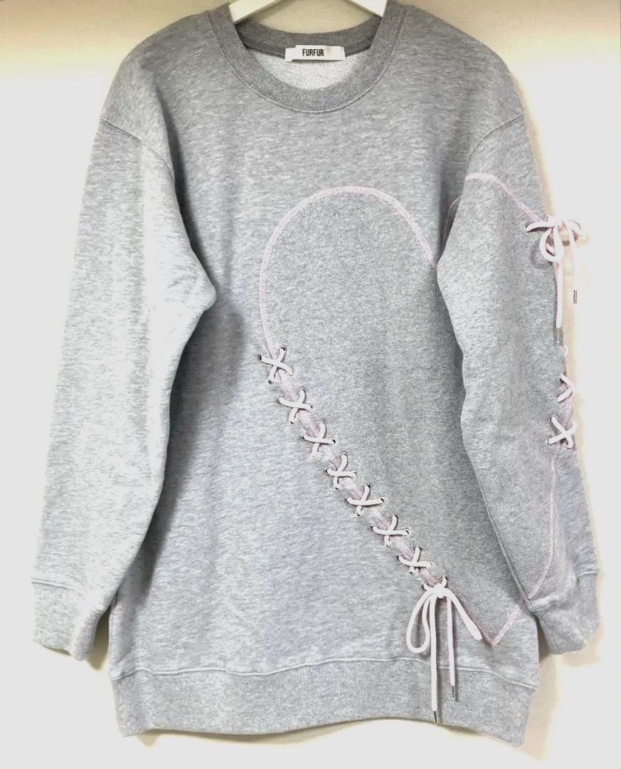 FUR FUR ハートレースアップスウェットワンピース