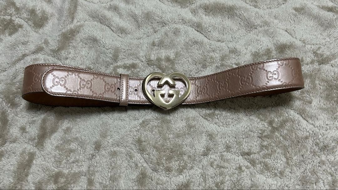 GUCCI ベージュレザー GGパターン ベルト 90cm