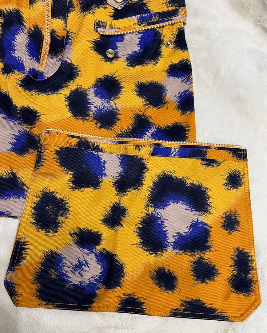 【美品】KENZOケンゾー　ミニスカート　オレンジ　レオパード柄　豹柄