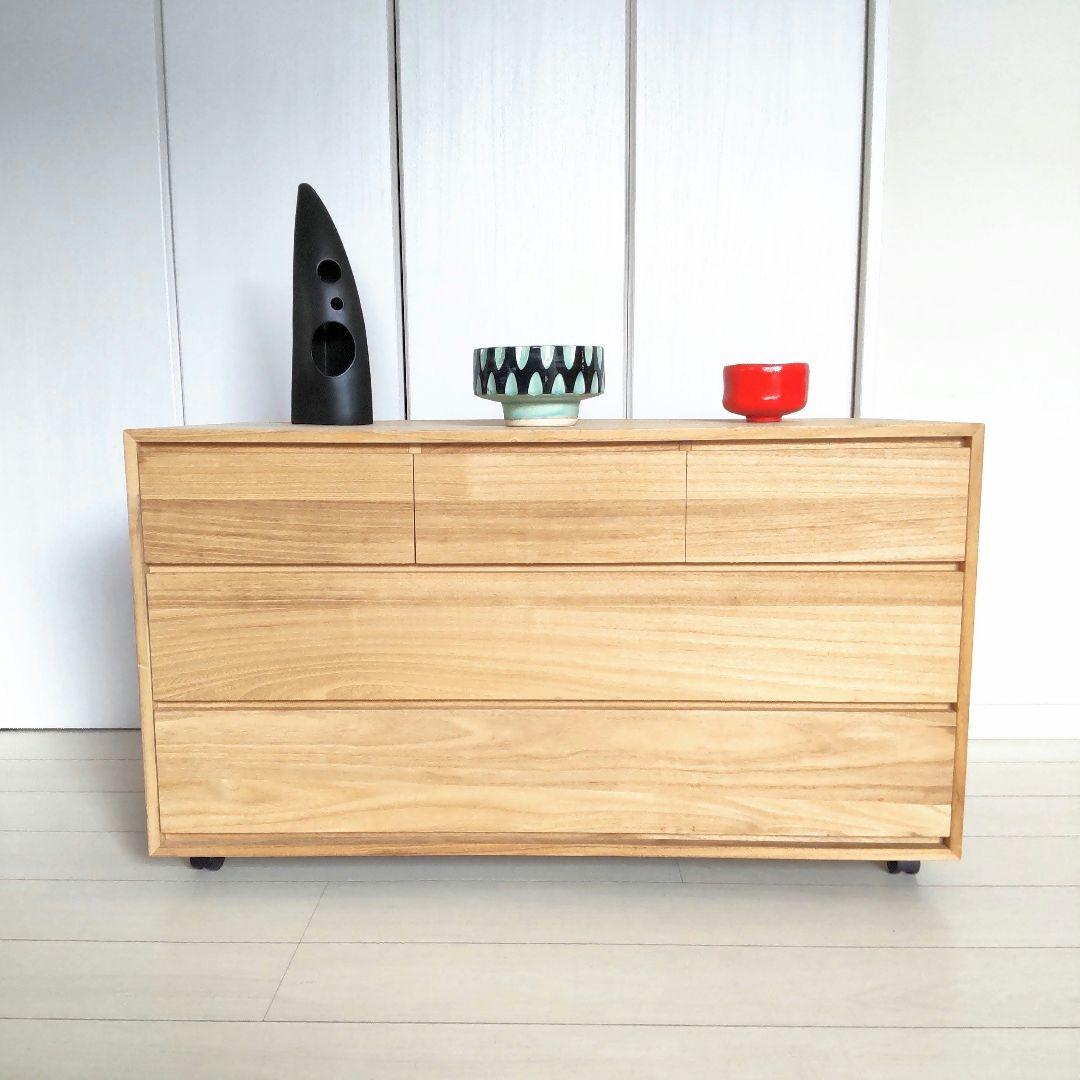 モダン　総桐箪笥　 チェスト　フラット　引出し収納　３段キャビネット　和　レトロ