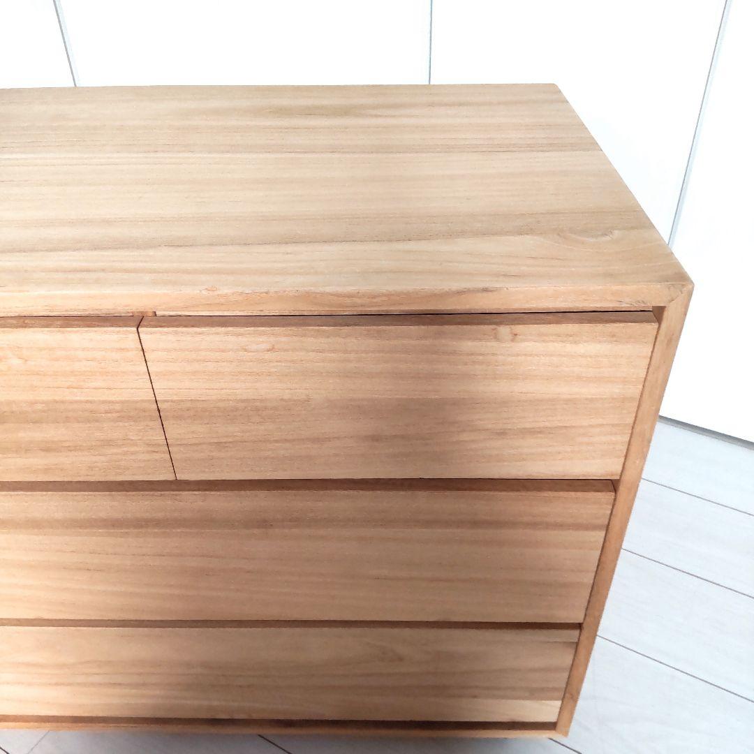 モダン　総桐箪笥　 チェスト　フラット　引出し収納　３段キャビネット　和　レトロ