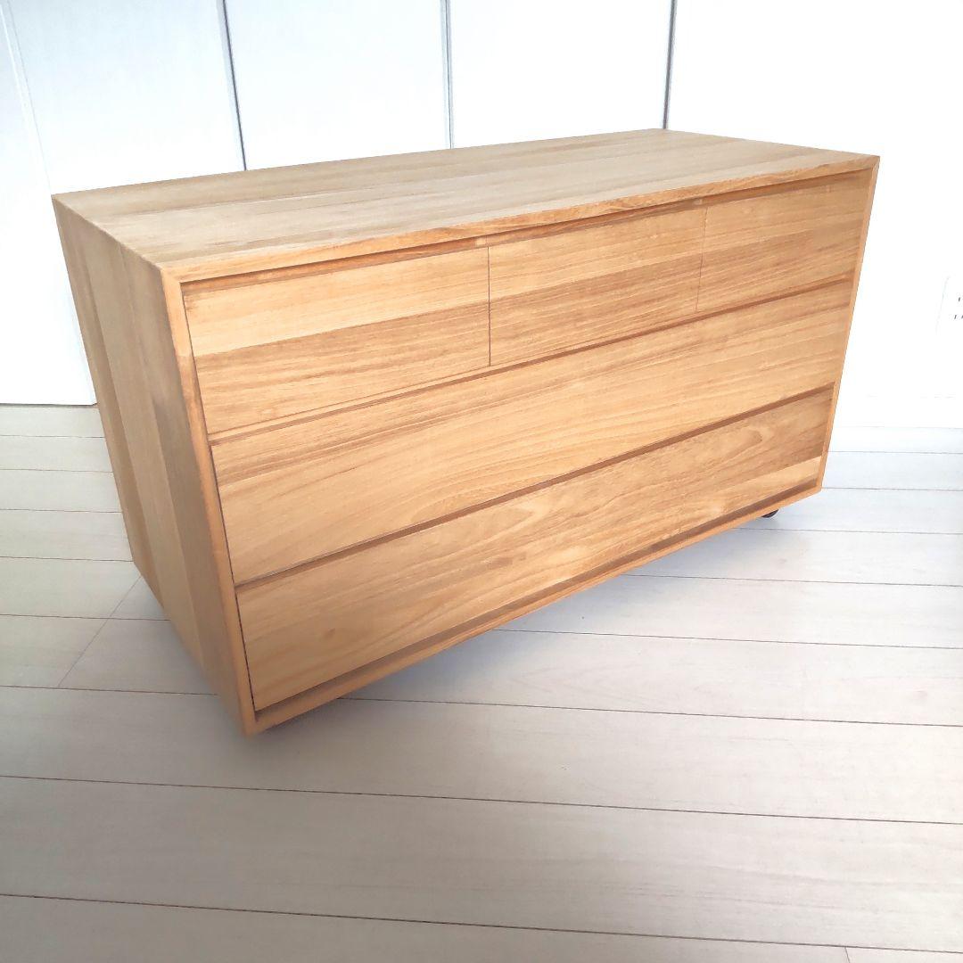 モダン　総桐箪笥　 チェスト　フラット　引出し収納　３段キャビネット　和　レトロ