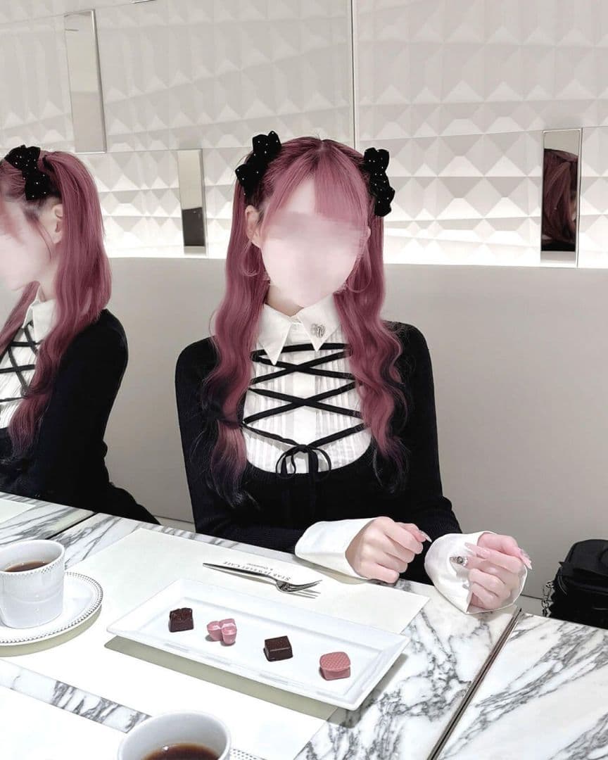 ミシェルマカロン　ハニーミュウ　レースアップドッキングトップス　XSサイズ　黒