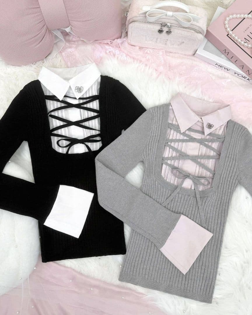 ミシェルマカロン　ハニーミュウ　レースアップドッキングトップス　XSサイズ　黒